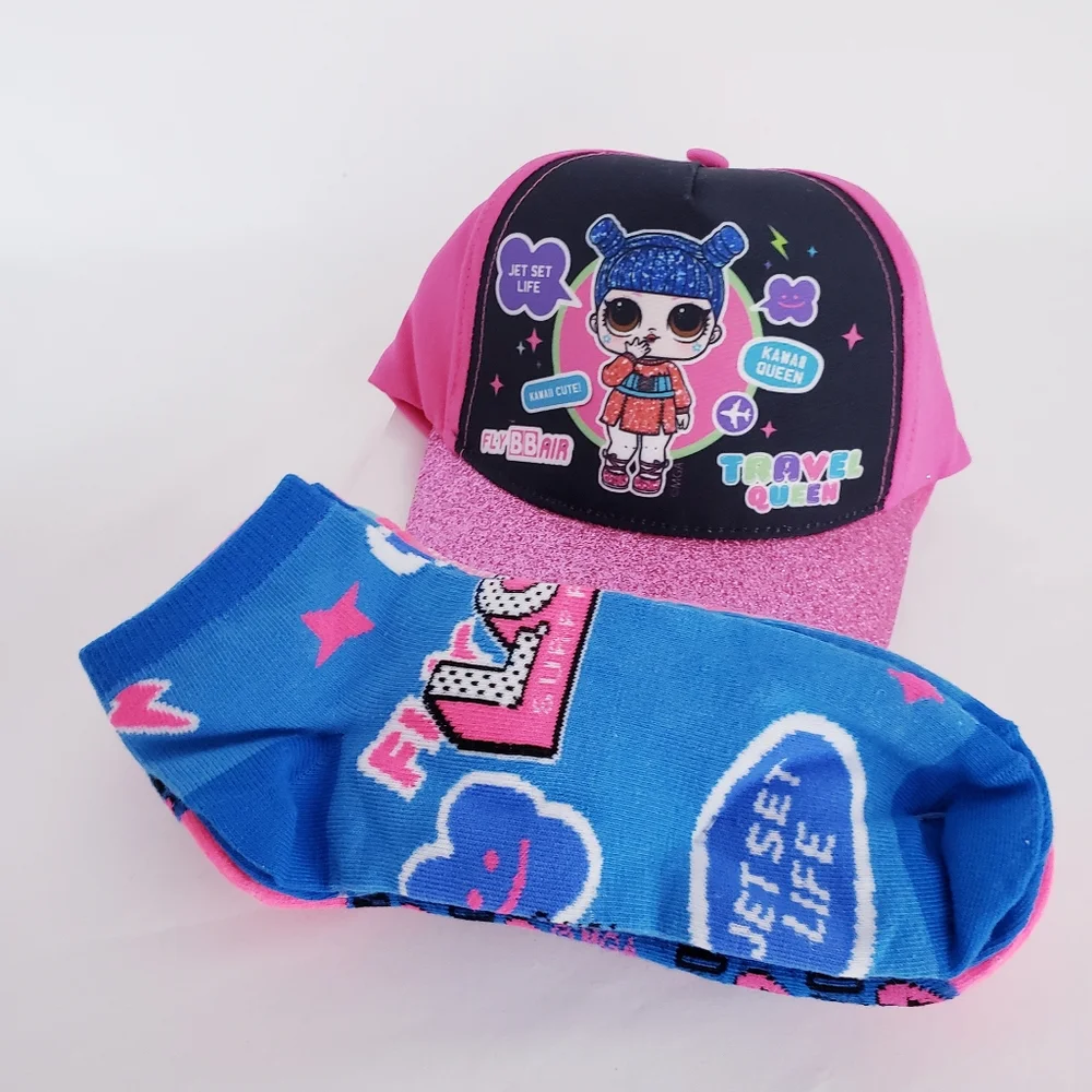 LOL Surprise girls Baseball hat and 4 ankle socks